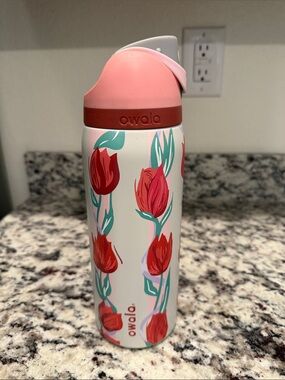 NWOT Owala Floral Insulated Water Bottle - Pink & Red Tulip Print